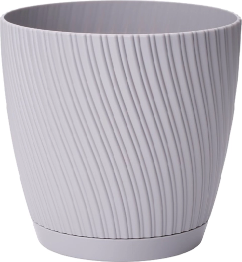 Bloempot MIKA ECO RECYCLED met onderschotel 27 cm platina