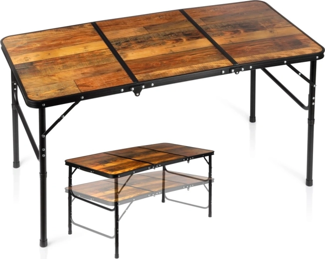 Opvouwbare campingtafel Vilde 2-in-1 met verstelbare hoogte 120 × 60 cm