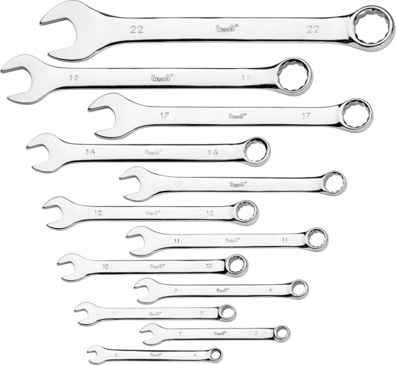 Set ringsleutel-steeksleutel 6–22 mm, 12 stuks