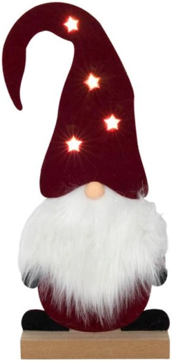 Viltfiguur kabouter met LED-lichtjes 35 cm