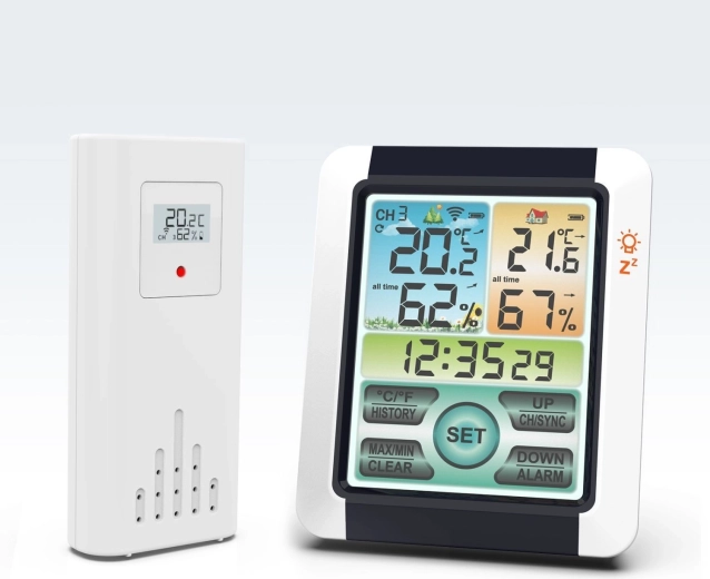 Draadloos weerstation met thermometer, hygrometer en wekker - 1 stuk