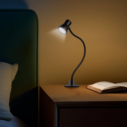 Flexibele LED-bureaulamp met klem en USB-voeding
