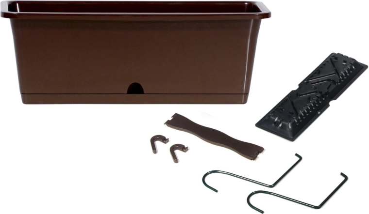 Bloembak CAMELIA W met haken 50,8 cm donkerbruin, zelfbewaterend