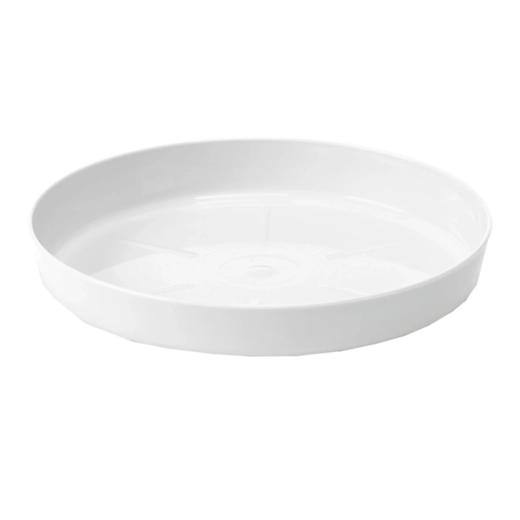 Kunststof schotel voor bloempot 28 cm wit LAMELA