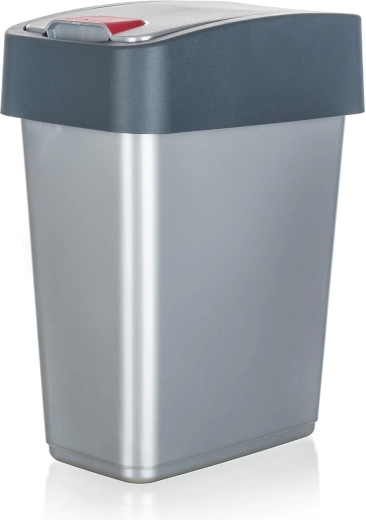 Klapprullenbak 10 l – zilver/grijs kunststof