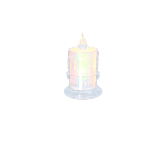 LED-kaars 4,5 × 7,5 cm halftransparant mix van patronen (display 12 stuks)