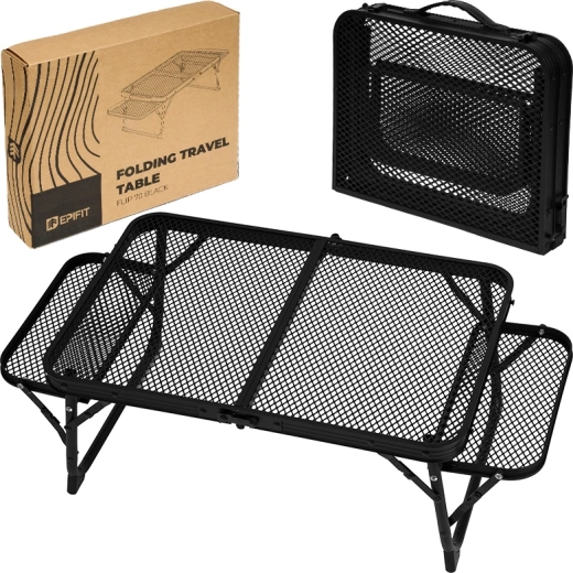 Opvouwbare lage kampeertafel Flip 70 zwart