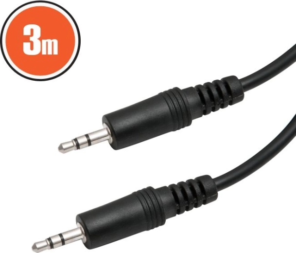 Audiokabel jack 3,5 mm – jack 3,5 mm, 3 m, zwart