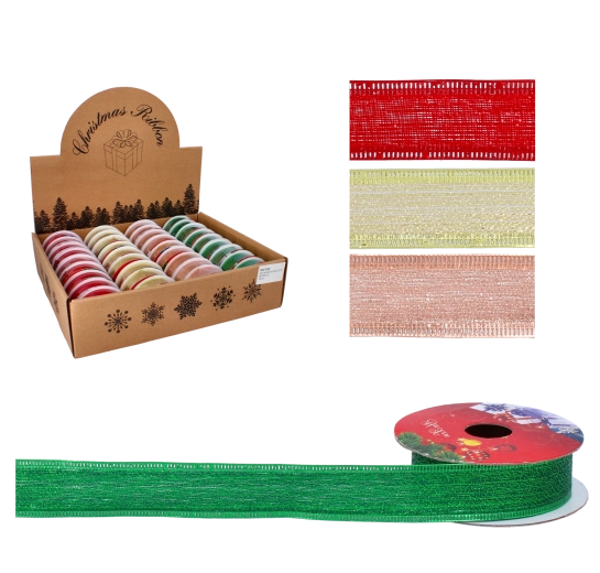 Kerstdecoratieve lint 2,5 cm × 2,7 m met satijnen glans en stevige rand