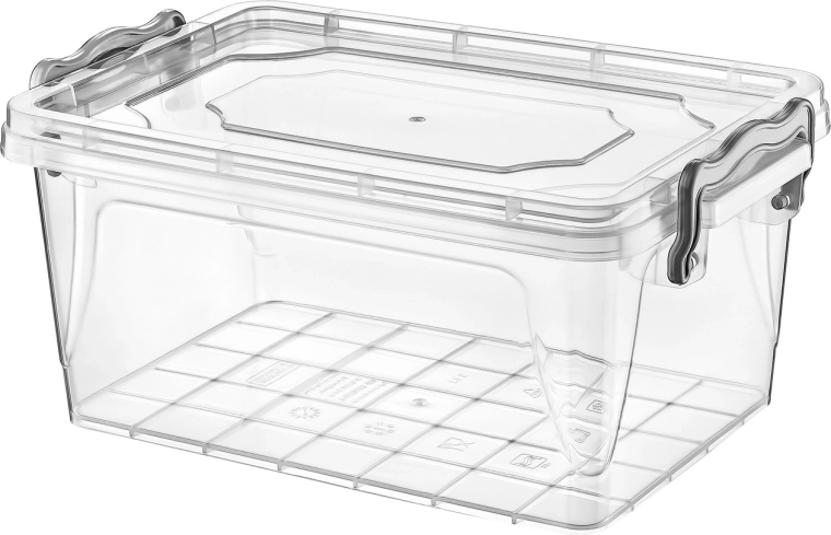 Kunststof opbergdoos met clips 1,5 l transparant