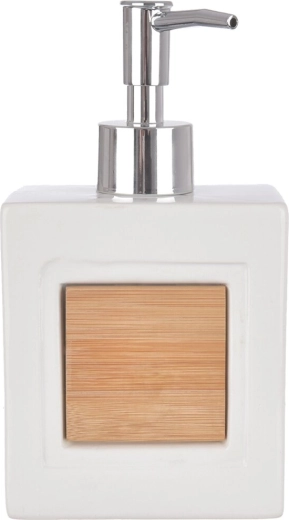 Vloeibare zeepdispenser van dolomiet met bamboe-element 350 ml