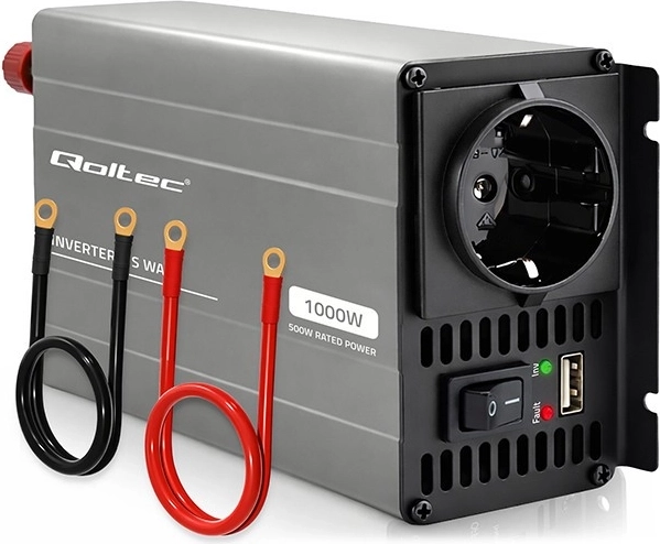Qoltec spanningsomvormer MS Wave 12 V naar 230 V 500/1000 W