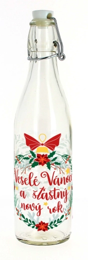 Glazen fles met beugelsluiting 1 l Vrolijk Kerstfeest