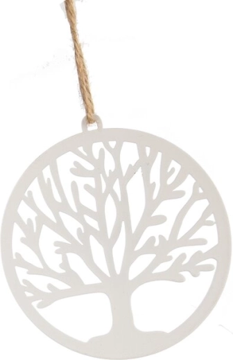 Witte hangdecoratie Levensboom 10 × 10 cm