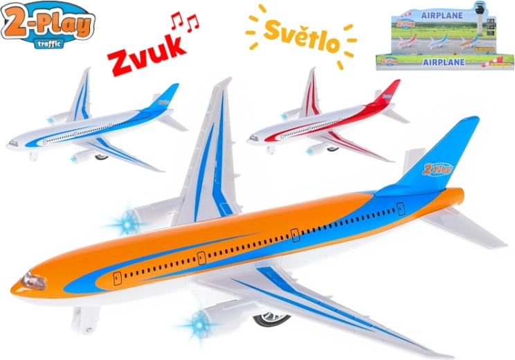 Metalen passagiersvliegtuig 2-Play 18,5 cm met licht en geluid