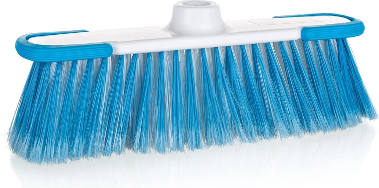 Bezem 32 cm met grove schroefdraad EXCLUSIVE, blauw-wit kunststof