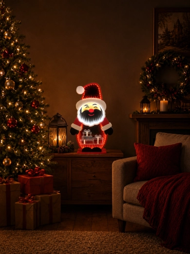 Kerst 3D-decoratie Santa Claus met spiegelend infinity-effect LED 21,6 × 8 × 37,3 cm - 1 stuk
