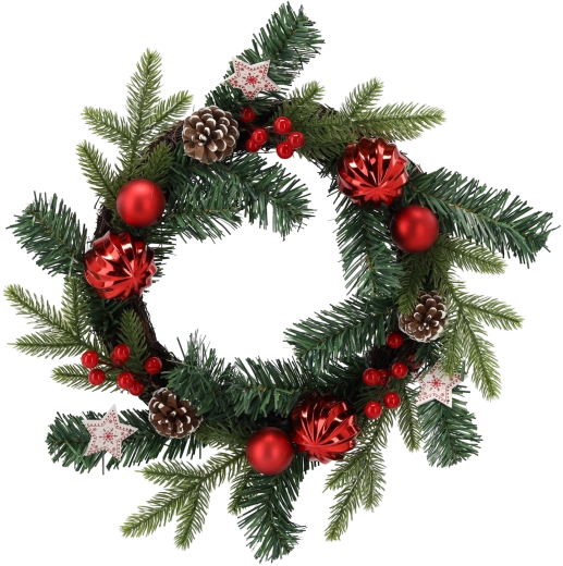 Kerstkrans wit-rood 40 cm