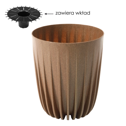 Bloempot Mira Eco Wood 25 cm natuurlijk hout met drainage-inzet