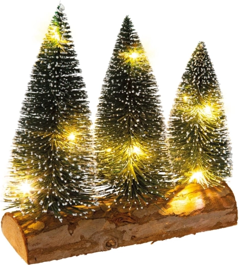 Kerstboompjesset op houten ondergrond met LED Retlux