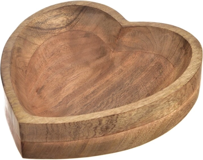 Schaal van mangohout in hartvorm 20 × 20 × 7 cm