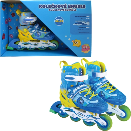 Kinder rolschaatsen blauw-geel 30–33