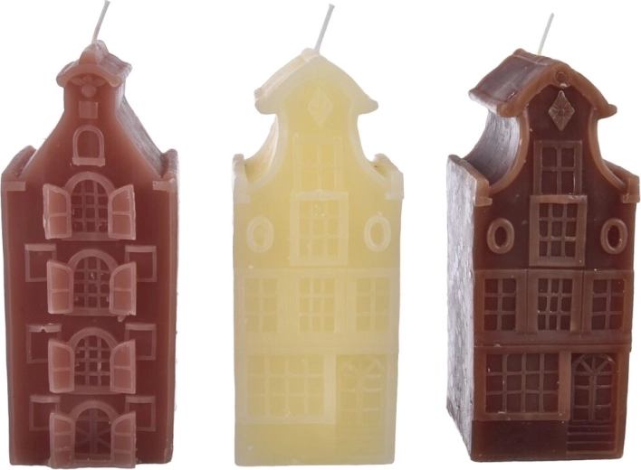 Kerstdecoratieve kaars in de vorm van een huisje 16 cm (3 varianten)