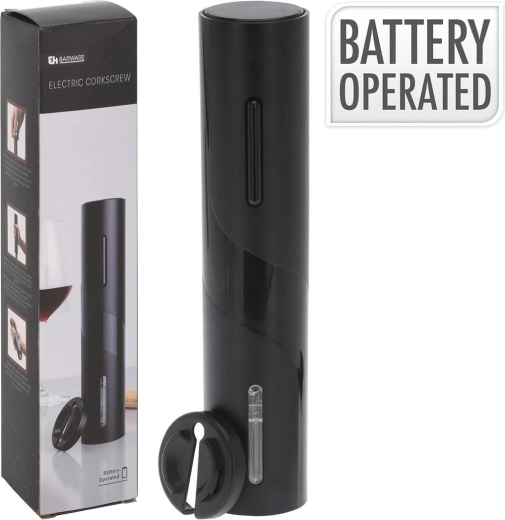 Elektrische kurkentrekker met foliesnijder, 23 cm, zwart