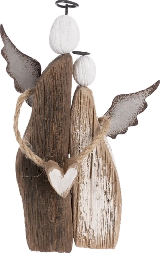 Engeldecoratie van paulowniahout met metalen opschrift LOVE