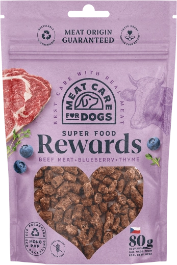 Meat Care Rewards hondensnacks – rund met bosbessen en tijm 80 g
