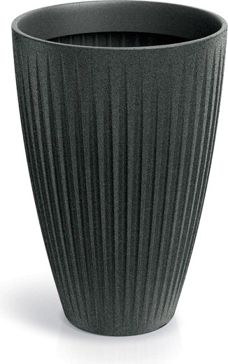 Bloempot Latia Round High 40 cm – zwart graniet