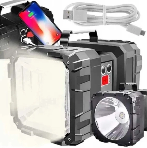 Dubbelzijdige krachtige oplaadbare LED-zaklamp met powerbank