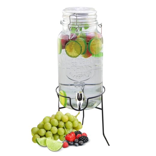 Glazen drankdispenser met kraantje op standaard 4 l