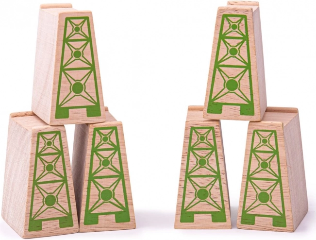 Houten brugpijlers voor treinbaan 6 stuks BIGJIGS RAIL