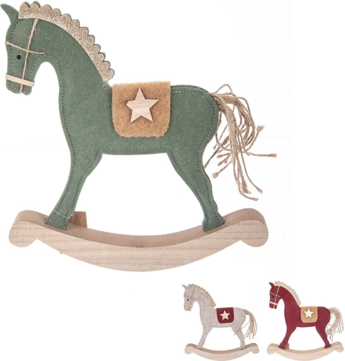 Kerstdecoratie paard van hout en vilt 28 × 3 × 30 cm (3 varianten)