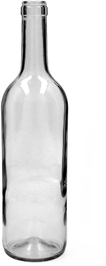 Glazen wijnfles 0,75 l Bordeaux, helder