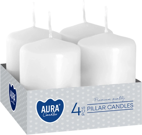 Adventkaarsen 60 × 40 mm wit (4 stuks)