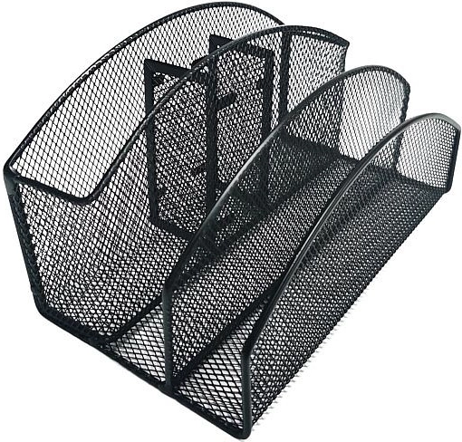 Metalen bureau-organizer, 5 vakken, zwart