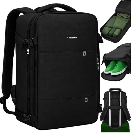 Trizand toeristische rugzak met USB-poort zwart
