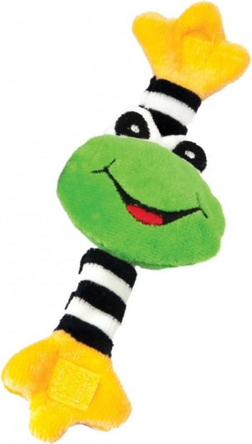 Rammelaar met handvat met Frog Moms-mascotte