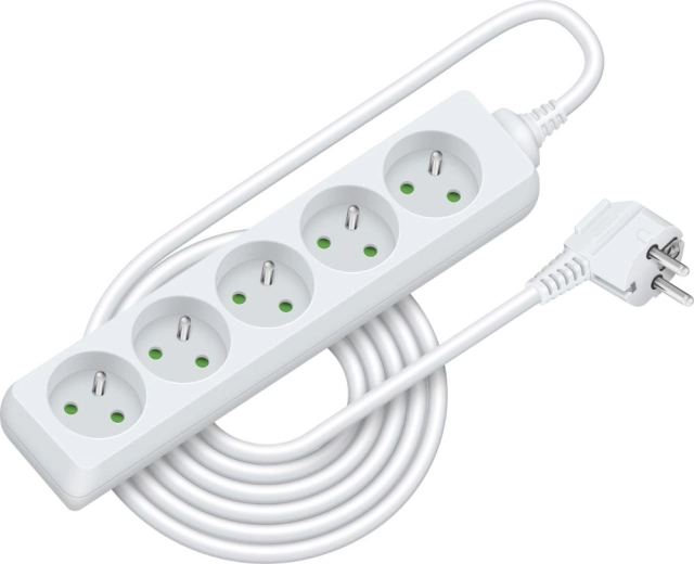 RETLUX-verlengsnoer met 5 stopcontacten, 5 m