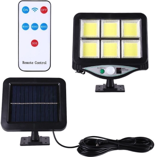 Solar LED-lamp met PIR-bewegingssensor en schemersensor + afstandsbediening