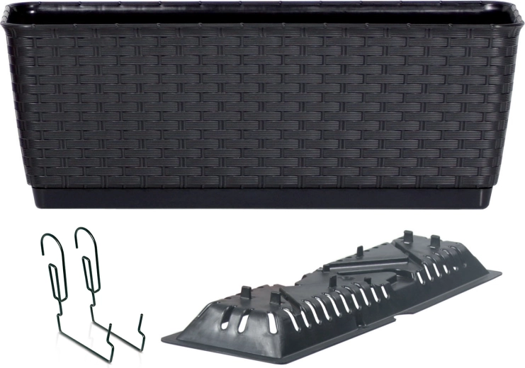 Hangende bloembak met haken Ratolla PW 59 cm antraciet