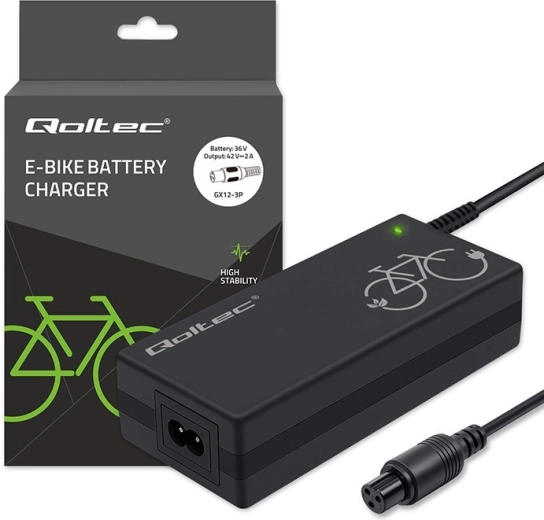 Lader voor e-bike 36 V (42 V, 2 A) met GX12-3Pin-connector + voedingskabel