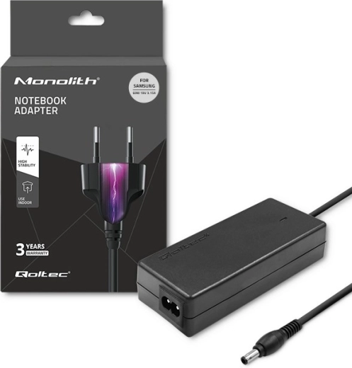 Netadapter voor SAMSUNG 60 W, 19 V, 3,15 A, 5,5 × 3,5 mm + pin – QOLTEC