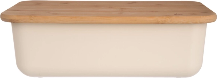 Broodtrommel van kunststof en bamboe, beige 40 × 23 × 13 cm