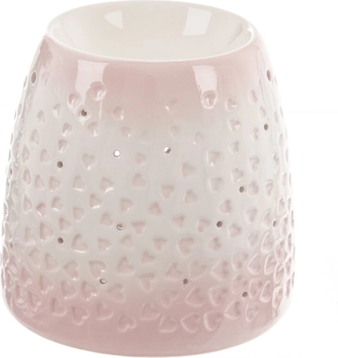 Keramische aromalamp hart roze-wit 13 cm