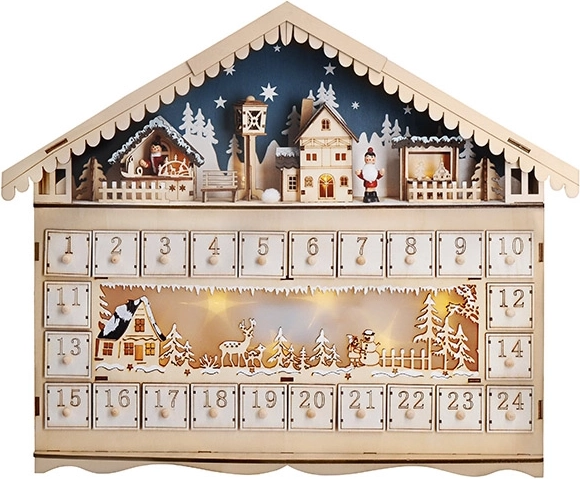 Solight led-adventskalender in de vorm van een berghut, 10× led, 50 × 40 cm