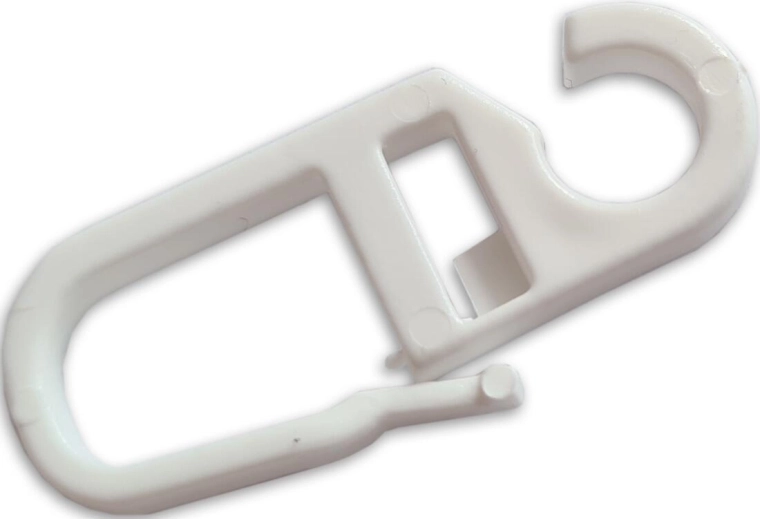 Kunststof gordijnhaak, wit, verpakking 10 stuks