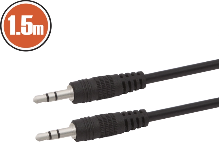 Audiokabel Jack 3,5 mm – Jack 3,5 mm, 1,5 m, zwart